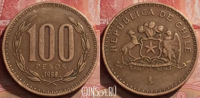 Чили 100 песо 1998 года, KM# 226, 289k-029