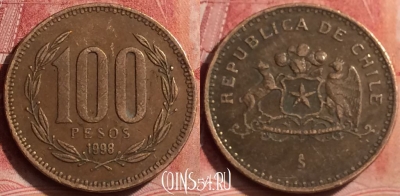 Чили 100 песо 1998 года, KM# 226, 394-125