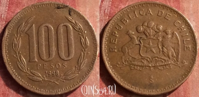 Чили 100 песо 1998 года, KM# 226, 410-043