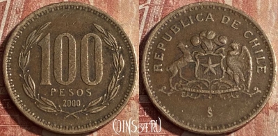 Чили 100 песо 2000 года, KM# 226, 142r-067