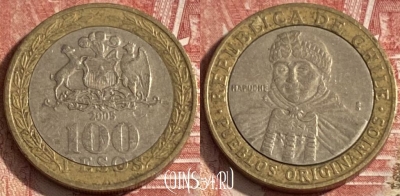 Чили 100 песо 2005 года, KM# 236, 275r-105