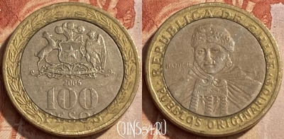 Чили 100 песо 2006 года, KM# 236, 449q-016