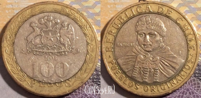 Чили 100 песо 2008 года, KM# 236, 195-112