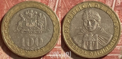 Чили 100 песо 2008 года, KM# 236, 234r-119