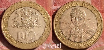 Чили 100 песо 2008 года, KM# 236, 391-137