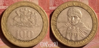 Чили 100 песо 2008 года, KM# 236, 395-059