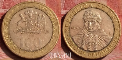 Чили 100 песо 2008 года, KM# 236, 395-061