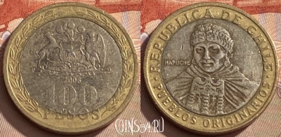 Чили 100 песо 2008 года, KM# 236, 429q-097