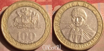 Чили 100 песо 2008 года, KM# 236, 447-007