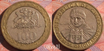 Чили 100 песо 2008 года, KM# 236, a136-086