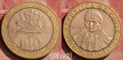 Чили 100 песо 2009 года, KM# 236, 062l-036