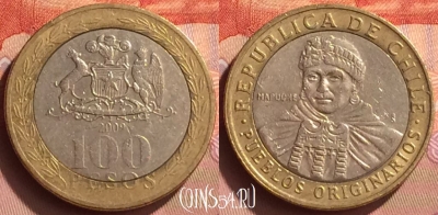 Чили 100 песо 2009 года, KM# 236, 088o-080