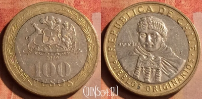 Чили 100 песо 2009 года, KM# 236, 173n-106