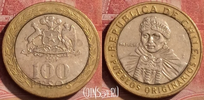 Чили 100 песо 2009 года, KM# 236, 395-010