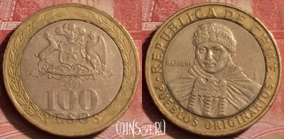Чили 100 песо 2009 года, KM# 236, 395-060