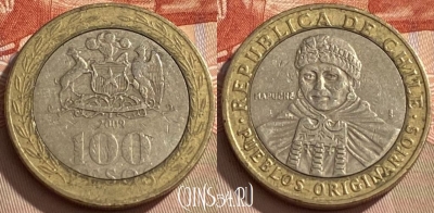 Чили 100 песо 2009 года, KM# 236, 426q-120