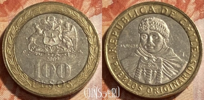 Чили 100 песо 2009 года, KM# 236, 493р-091