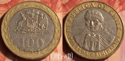 Чили 100 песо 2010 года, KM# 236, 090o-087