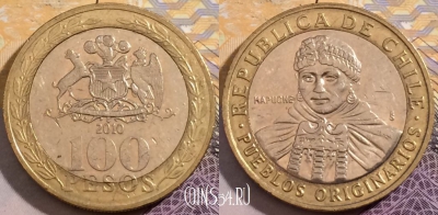 Чили 100 песо 2010 года, KM# 236, 199-135