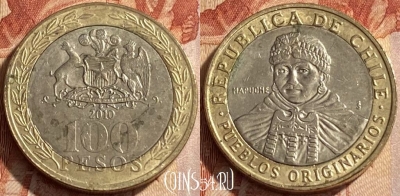 Чили 100 песо 2010 года, KM# 236, 441q-144