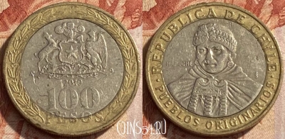 Чили 100 песо 2010 года, KM# 236, 444q-043