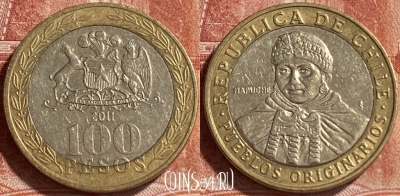 Чили 100 песо 2011 года, KM# 236, 244r-155
