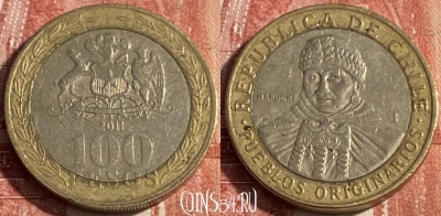 Чили 100 песо 2011 года, KM# 236, 250r-028 ♛