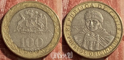 Чили 100 песо 2011 года, KM# 236, 449q-099