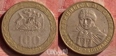 Чили 100 песо 2012 года, KM# 236, 103m-084