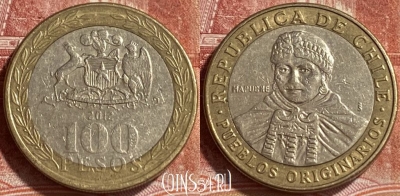 Чили 100 песо 2012 года, KM# 236, 244r-004