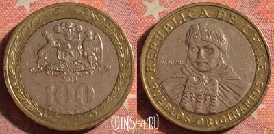 Чили 100 песо 2013 года, KM# 236, 375-014