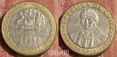 Чили 100 песо 2015 года, KM# 236, 463r-081