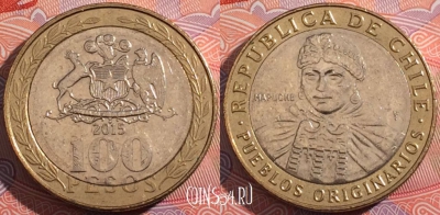 Чили 100 песо 2015 года, KM# 236, a126-130