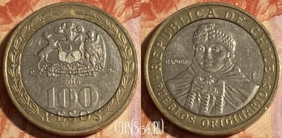 Чили 100 песо 2016 года, KM# 236, 280r-030