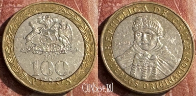 Чили 100 песо 2017 года, KM# 236, s051s-195