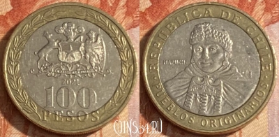 Чили 100 песо 2021 года, KM# 236, 434r-074
