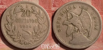 Чили 20 сентаво 1924 года, KM# 167, 068l-067