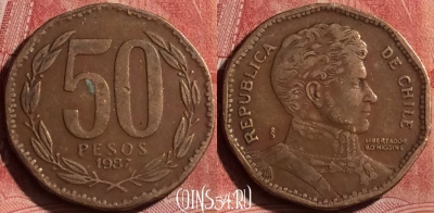 Чили 50 песо 1987 года, KM# 219, 252l-116