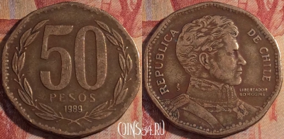 Чили 50 песо 1989 года, KM# 219, 163a-113