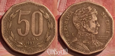 Чили 50 песо 1997 года, KM# 219, 060l-110