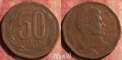 Чили 50 песо 1997 года, KM# 219, 408-113