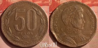 Чили 50 песо 2001 года, KM# 219, 157m-083