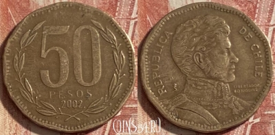 Чили 50 песо 2002 года, KM# 219, 483р-096
