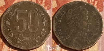Чили 50 песо 2005 года, KM# 219, 283r-103