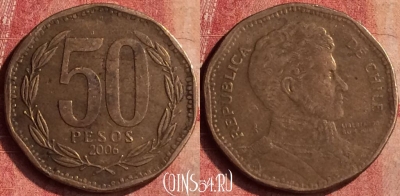 Чили 50 песо 2006 года, KM# 219, 402-064