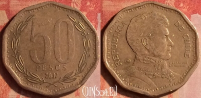 Чили 50 песо 2007 года, KM# 219, 437-115