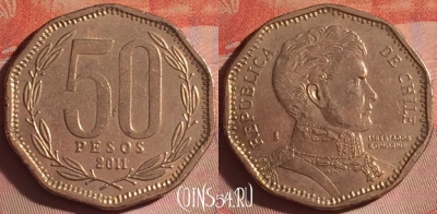 Чили 50 песо 2011 года, KM# 219, 053i-077