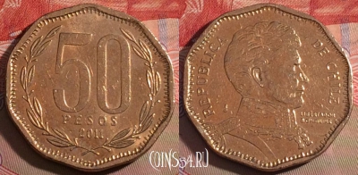 Чили 50 песо 2011 года, KM# 219, 216a-080