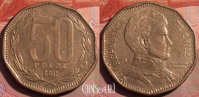 Чили 50 песо 2011 года, KM# 219, 250a-117