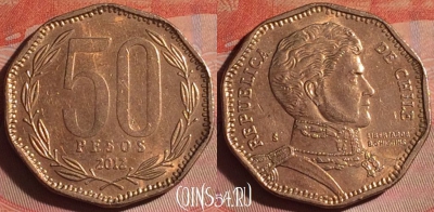 Чили 50 песо 2012 года, KM# 219, 052i-141